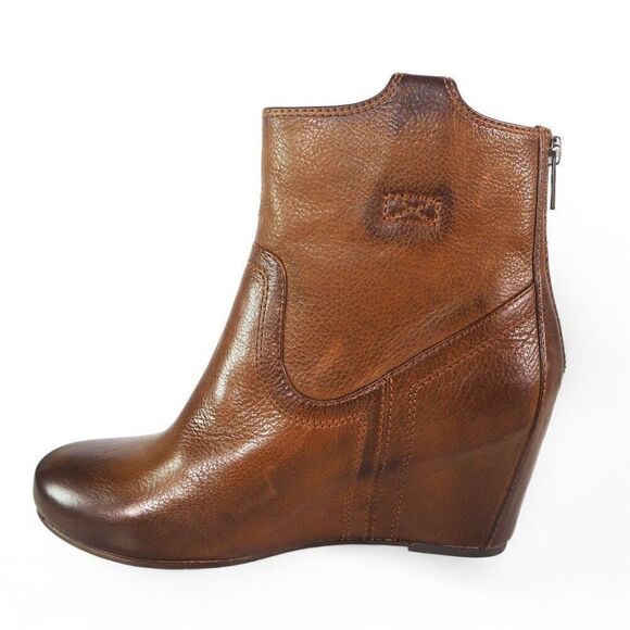 Frye Carson Wedge Ankle Booties Cognac Brown 3470656-COG Women's 7.5M - Picture 6 of 12